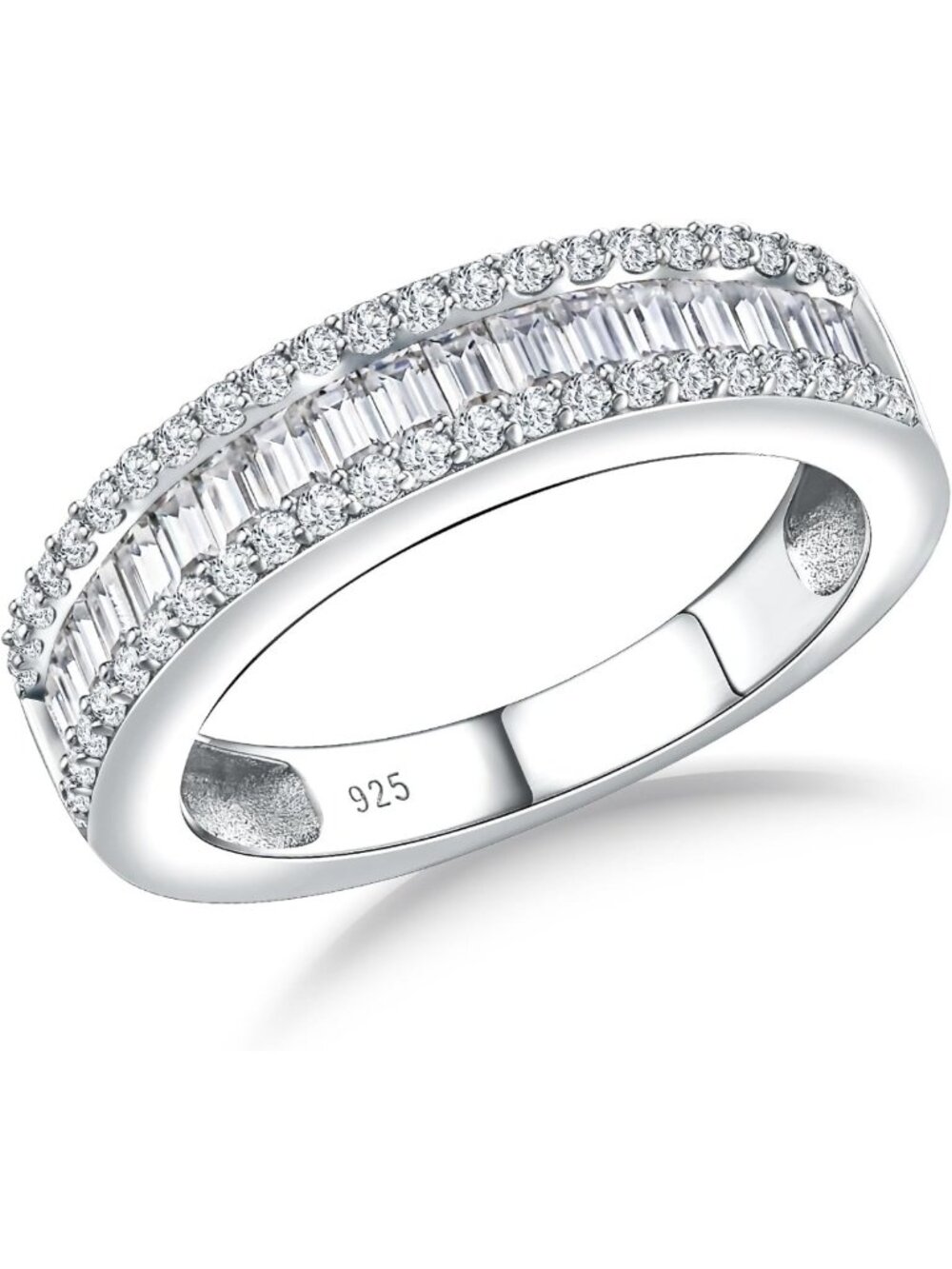 Thick Sterling Silver Eternity Band Ring for Women - Elegant Wedding Jewelry